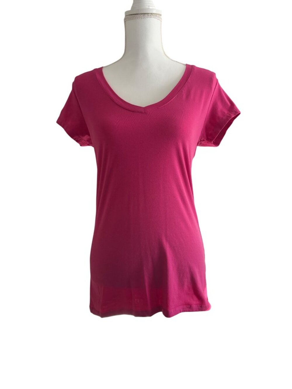 Pink V-Neck Casual Basic Short Sleeve Everyday Tee Magic Collection Junior XL